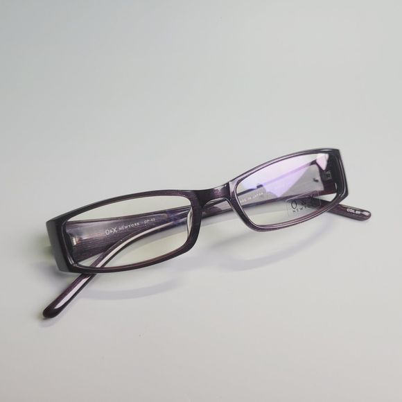 O&X New York OP-42 eyeglasses plum rectangular full frame thick 51-17 141 C7 - Picture 9 of 13